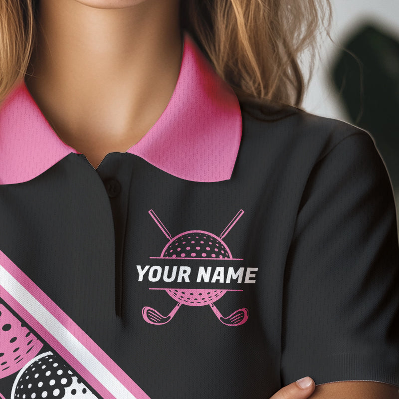 Golf Balls Pink Pattern Womens Golf Polo Shirts Custom Golf Apparel For Familly Team Shirt NHT706