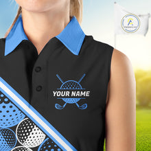 Load image into Gallery viewer, Golf Balls Blue Pattern Womens Sleeveless Golf Polo Shirts Custom Golf Apparel For Familly Team Shirt NHT707