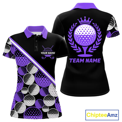 Golf Balls Purple Pattern  Womens Golf Polo Shirts Custom Golf Apparel For Familly Team Shirt NHT710