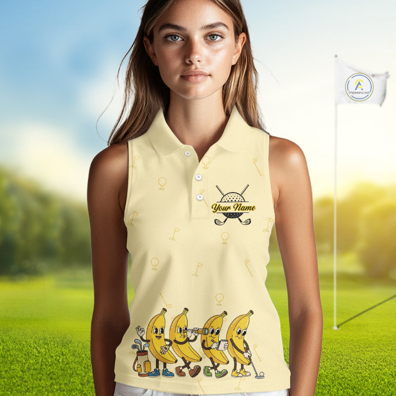 Funny Banana Womens Sleeveless Golf Polo Shirts Team, Women Golf Jerseys For Golfer, Golf Gifts NHT908
