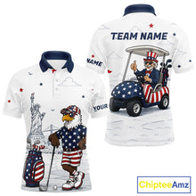 Load image into Gallery viewer, Custom Patriotic Mens Golf Polo Shirt – American Eagle Golf Team Polo With Personalized Name 