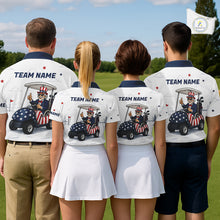 Load image into Gallery viewer, Custom Patriotic Womens Golf Polo Shirt – American Eagle Golf Team Polo With Personalized Name NHT1065
