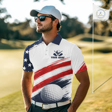 Load image into Gallery viewer, Custom USA Flag Mens Golf Polo Shirt – Patriotic Golf Polo With Personalized Name 