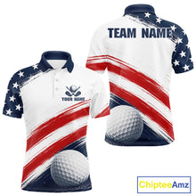 Load image into Gallery viewer, Custom USA Flag Mens Golf Polo Shirt – Patriotic Golf Polo With Personalized Name 