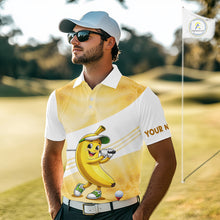 Load image into Gallery viewer, Funny Banana Golf Polo Shirt Custom Name – Cute Banana Golfer Golf Polo For Men 