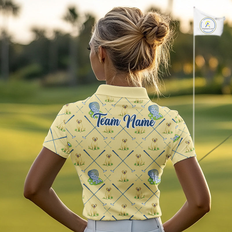 Funny Yellow Labrador Golf Polo Shirt For Team, Womens Polo Shirt For Golf Lovers NHT564