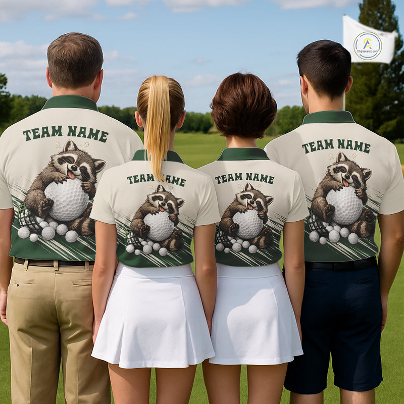 Custom Green Raccoon Golf Jersey For Womens, Custom Name Funny Golf Top For Team NHT935