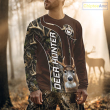 Load image into Gallery viewer, Brown Camo Deer Hunting Shirt, Deer Hunting Custom Name Camouflage Hunting Clothes NHT239