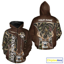 Load image into Gallery viewer, Brown Camo Deer Hunting Shirt, Deer Hunting Custom Name Camouflage Hunting Clothes NHT239