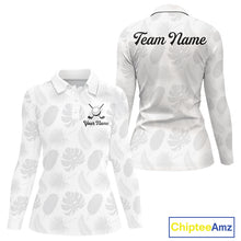 Load image into Gallery viewer, Womens Golf Polo Shirts Custom Gray Tropical Leaves Golf Shirts, Best Mens Golf Wears NHT783