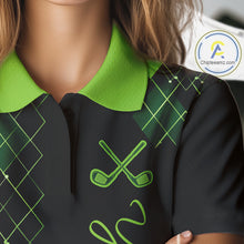 Load image into Gallery viewer, Womens Golf Polo Shirt Argyle Pattern Golf Shirts For Womens Funny White Green Golf Gifts NHT788