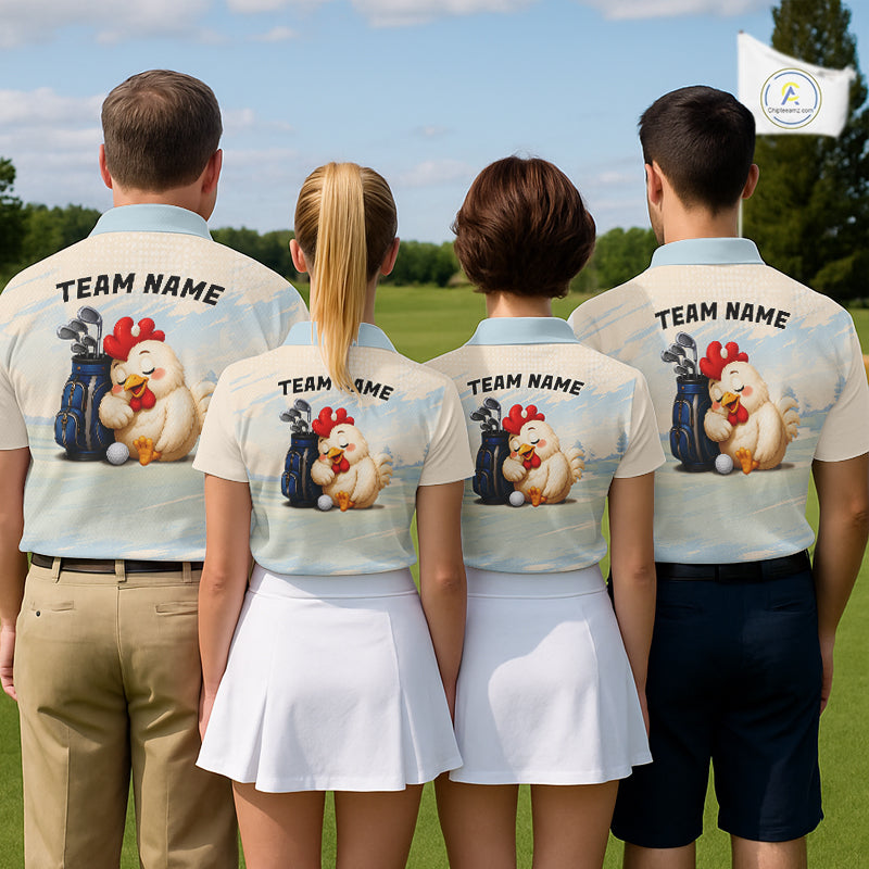 Funny Chicken Golf Polo Shirt Personalized Custom Name Blue Golf Polo For Men NHT949