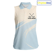 Load image into Gallery viewer, Funny Chicken Womens Sleeveless Golf Polo Shirt  Personalized Custom Name Blue Golf Polo