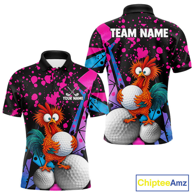 Colorful Funny Chicken Golf Jersey for Men Golf League Team Shirt