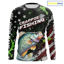 Load image into Gallery viewer, Best Crappie Fishing Shirt Long Sleeve American Flag Patriotic Custom Name