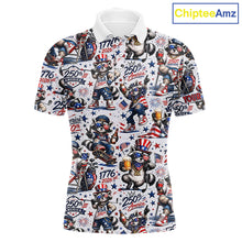 Load image into Gallery viewer, Funny Patriotic Raccoon Personalized Men's Golf Polo Shirt- America 250 Years Golf Gift NHT984 - Men's Long Sleeve Polo
Me...
