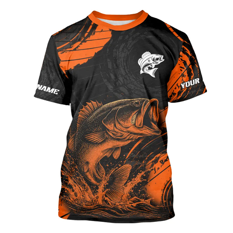 Personalized Bass Fishing Jerseys, Bass Fishing Scale T-Shirt| Orange NHT388