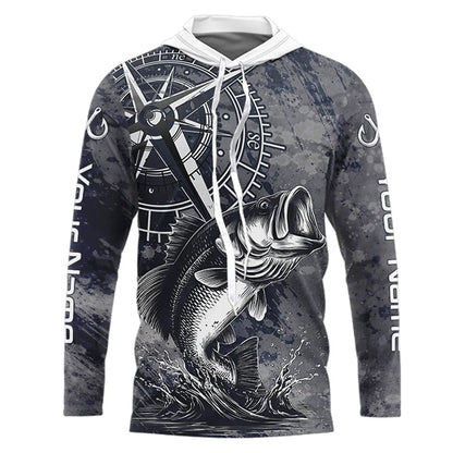 Personalized Bass Performance Fishing Shirts , Bass Compass Tournament Shirts NHT389