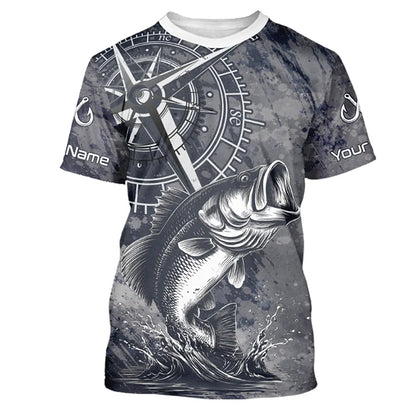 Personalized Bass Performance Fishing Shirts , Bass Compass Tournament Shirts NHT389