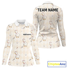Load image into Gallery viewer, Personalized Argyle Funny Duck Pattern Womens Golf Polo Shirt - Custom Golf Team Gift