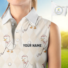 Load image into Gallery viewer, Personalized Argyle Funny Duck Pattern Womens Sleeveless Golf Polo Shirt - Custom Golf Team Gift