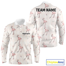 Load image into Gallery viewer, Personalized Argyle Funny Flamingo Pattern Polo Shirt - Custom Golf Team Gift
