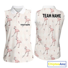 Load image into Gallery viewer, Personalized Argyle Funny Flamingo Pattern Womens Sleeveless Golf Polo Shirt - Custom Golf Team Gift