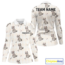 Load image into Gallery viewer, Personalized Funny Argyle Raccoon Pattern Womens Golf Polo Shirt - Custom Golf Team Gift