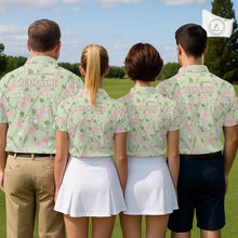 Load image into Gallery viewer, Floral Golf Polo Shirt Personalized Gingham Golf Shirt Custom Name Cute Golf Outfit For Womens Golf Gift NHT688