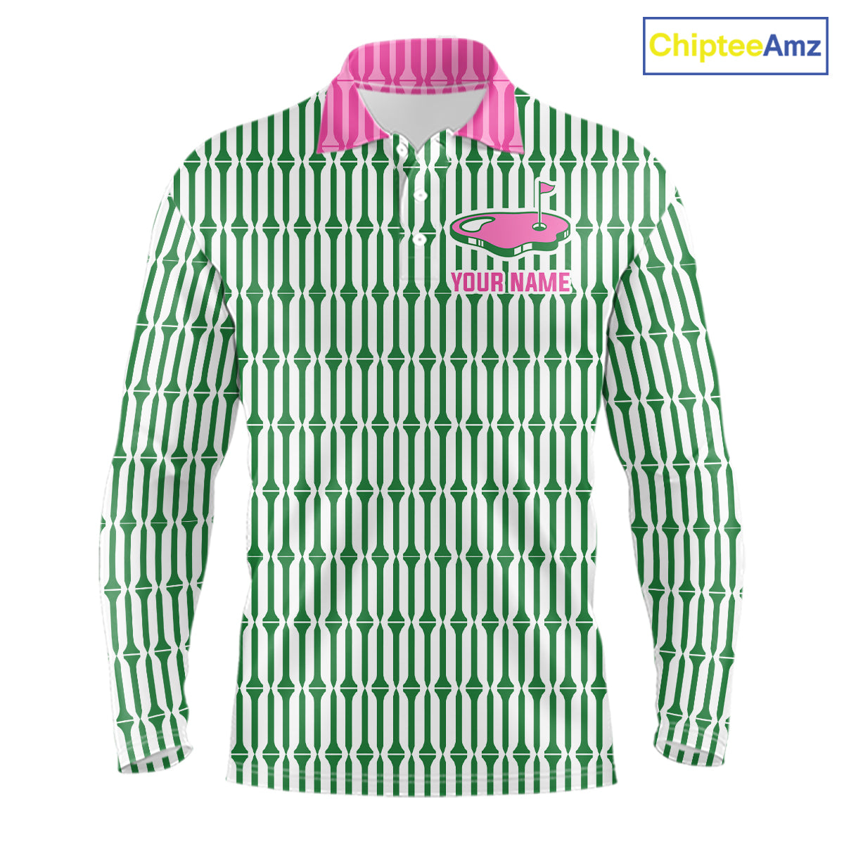 Funny Pink Green Geometric Polo Golf Shirt, Retro Style Performance Golf Top For Family Team Shirt NHT692