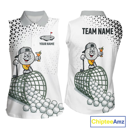 Funny Custom Womens Sleeveless Golf Polo Shirt, Personalized Drinking Golf Jersey, Custom Golf Outfit For Familly Team Shirt NHT697