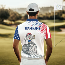 Load image into Gallery viewer, Funny Custom Patriotic Mens Golf Polo Shirt, Personalized Drinking Golf Jersey, Custom Golf Outfit For Family Team Shirt NHT700