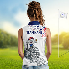 Load image into Gallery viewer, Funny Custom Patriotic Womens Sleeveless Golf Polo Shirt, Personalized Drinking Golf Jersey, Custom Golf Outfit For Family Team Shirt NHT700