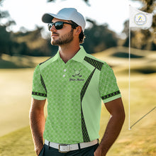 Load image into Gallery viewer, Custom Men's Mint Green Golf Polo, Personalized Geometric Pattern Golf Shirt With Name, Gift For Golfer NHT702