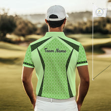 Load image into Gallery viewer, Custom Men's Mint Green Golf Polo, Personalized Geometric Pattern Golf Shirt With Name, Gift For Golfer NHT702