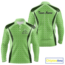 Load image into Gallery viewer, Custom Men's Mint Green Golf Polo, Personalized Geometric Pattern Golf Shirt With Name, Gift For Golfer NHT702