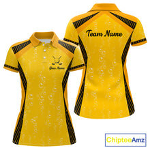 Load image into Gallery viewer, Custom Womens Beer Bubbles Golf Polo Shirt, Personalized Yellow Beer Themed Golf Jersey With Name, Gift For Golfer NHT703