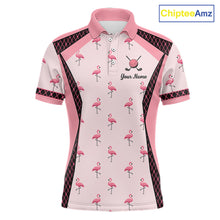 Load image into Gallery viewer, Custom Men's Flamingo Golf Polo, Personalized Pink Flamingo Golf Shirt With Name, Gift For Golfer NHT705