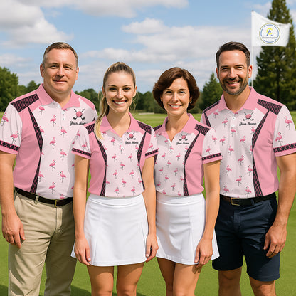 Custom  Womens Flamingo Golf Polo, Personalized Pink Flamingo Golf Shirt With Name, Gift For Golfer NHT705