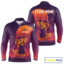 Load image into Gallery viewer, Personalized Golden Retriever Dog Golf Shirt - Retro Sunset Golf Polo Shirt For Men NHT1035