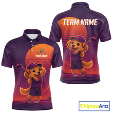 Load image into Gallery viewer, Personalized Golden Retriever Dog Golf Shirt - Retro Sunset Golf Polo Shirt For Men