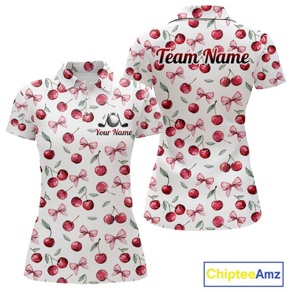 Funny Golf Polo Shirt For Womens Cherry Pattern Summer Sport Top For Team NHT881