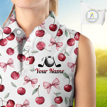 Load image into Gallery viewer, Funny Sleeveless Womens Golf Polo Shirt for Cherry Pattern Summer Sport Top For Team NHT881