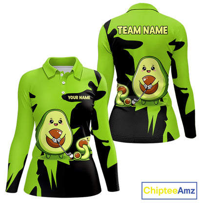 Green Golf Jerseys Funny Avocado Golf Shirts For Women Custom Golf Team Shirts For Golfers NHT893