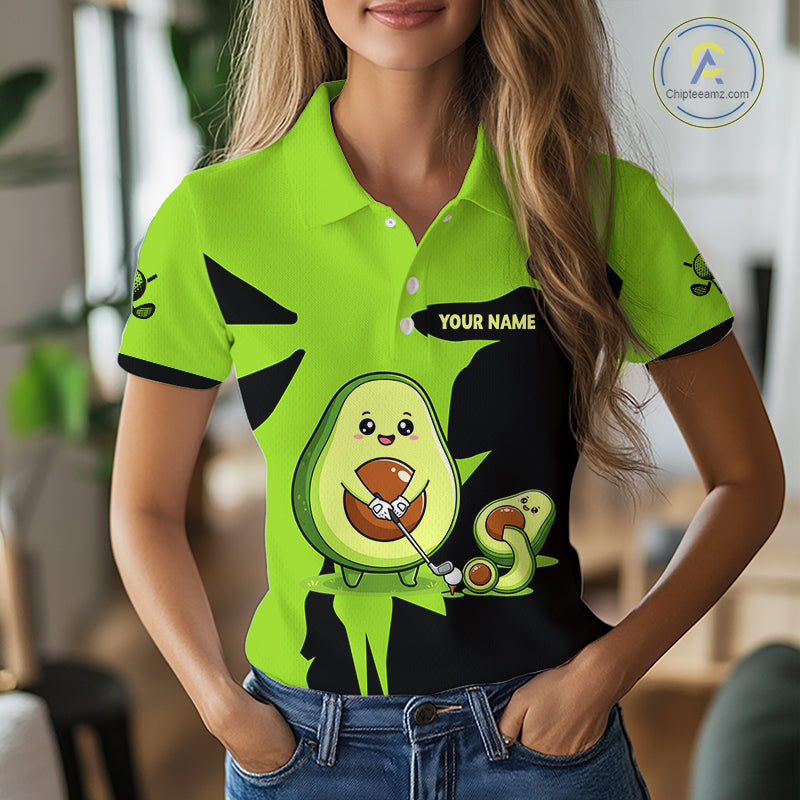 Green Golf Jerseys Funny Avocado Golf Shirts For Women Custom Golf Team Shirts For Golfers NHT893