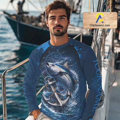 Custom Tuna Fishing Camo Long Sleeve Fishing Shirts, Personalized Tuna Fishing Shirt NHT400