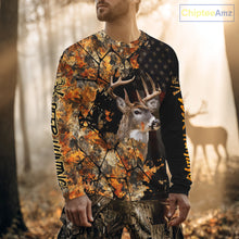 Load image into Gallery viewer, Deer Hunting Shirt US Flag 3D All Over Print Orange Black, Custom Name Personalized Gift NHT296