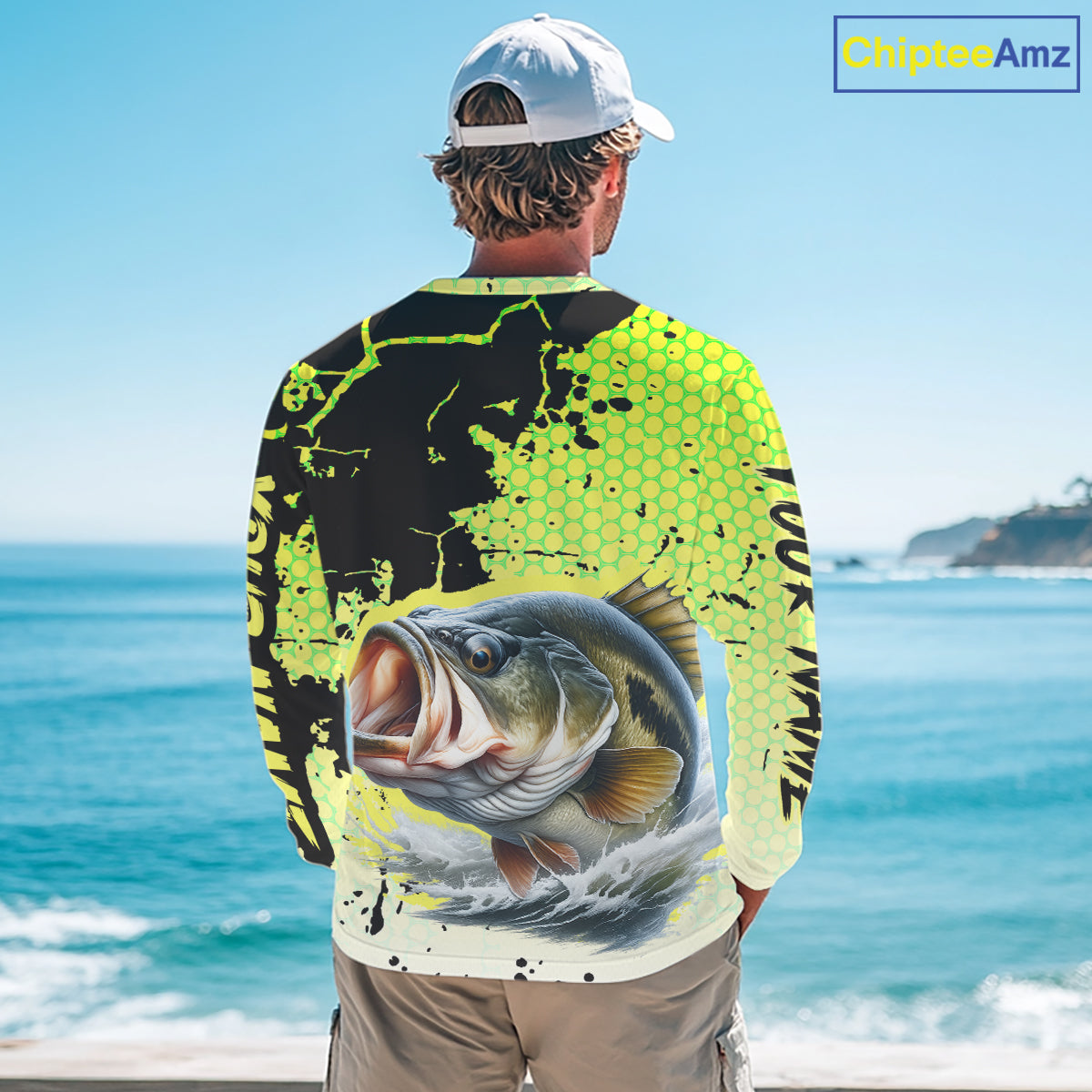 Largemouth Bass Fishing Shirts Long Sleeve Custom Bass Fishing Apparel NHT406