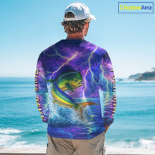 Load image into Gallery viewer, Custom Neon Pattern Mahi Mahi Fishing Shirts Long Sleeve, Fishing Shirt Jersey NHT534