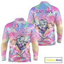 Load image into Gallery viewer, Funny Pastel Shark Mens Golf Polo Shirt Custom Ocean Golf Shirt, Polo Gift For Golf Lovers NHT898